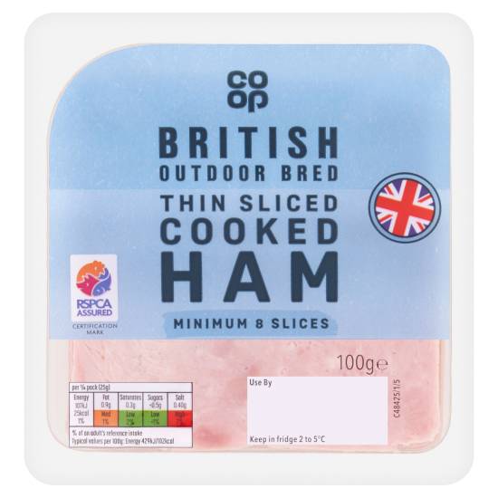 Co-op British Outdoor Bred Thin Sliced Cooked Ham (100g)