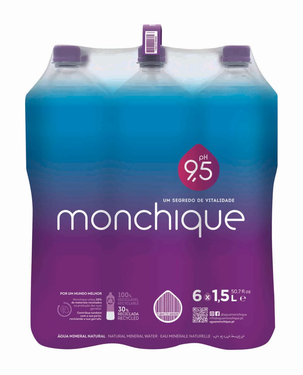 water without Gás Alcalina pH 9,5 Monchique (emb. 6 x 1,5 lt)