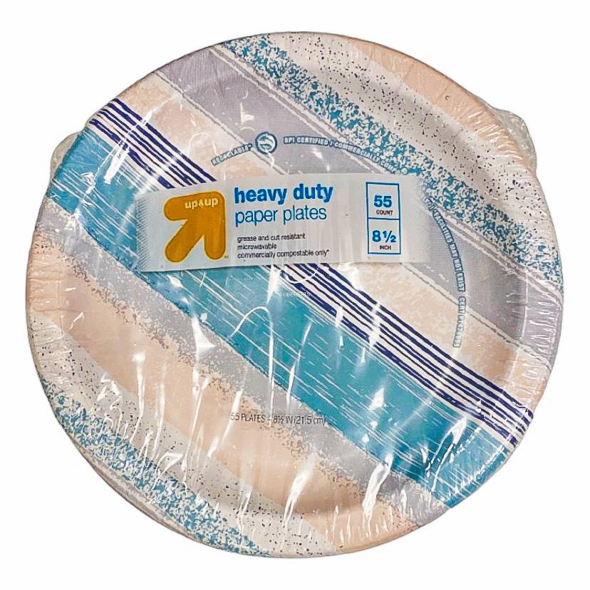 Up&Up Heavy Duty Textured Stripe Paper Plates (55 ct)