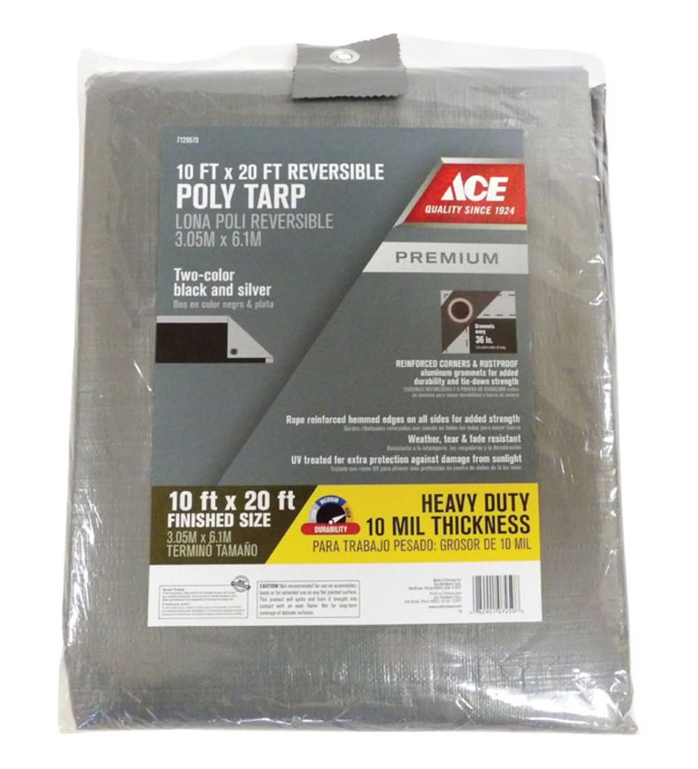 ACE 10 Ft. W X 20 Ft. L Heavy Duty Polyethylene Tarp Black/Silver