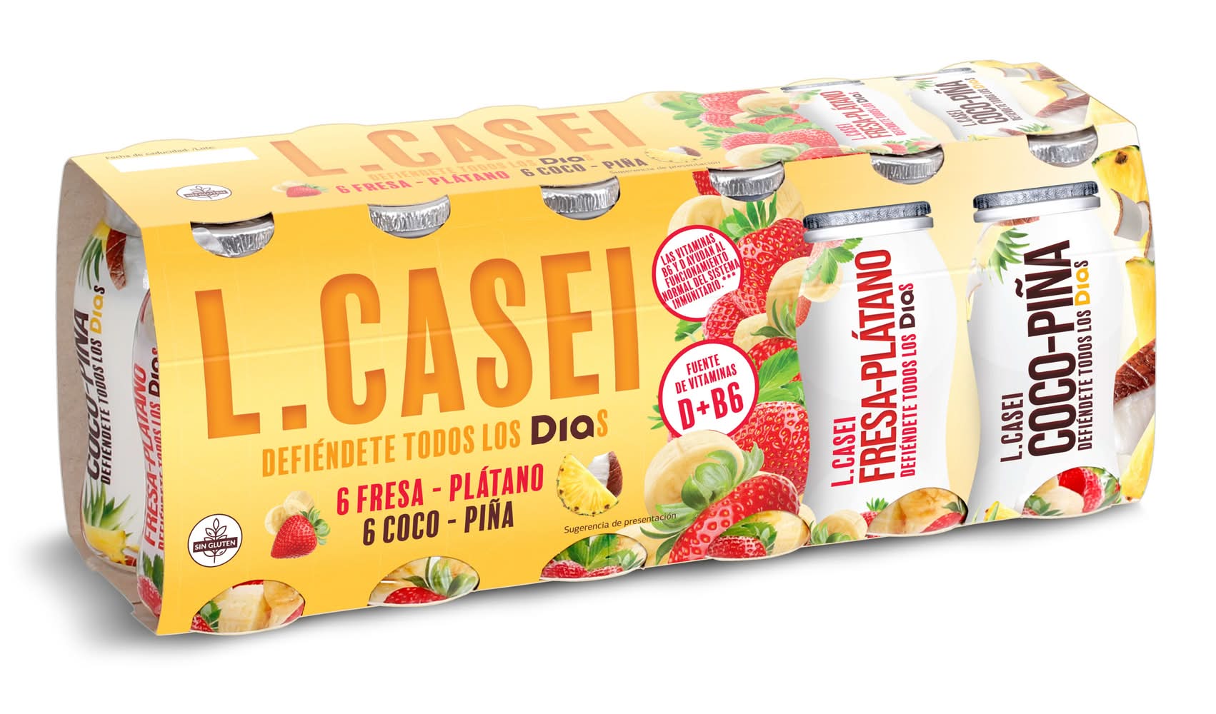 Bebida De Fresa Y Plátano/Coco Y Piña L-Casei Dia Pack 12 X 100 G