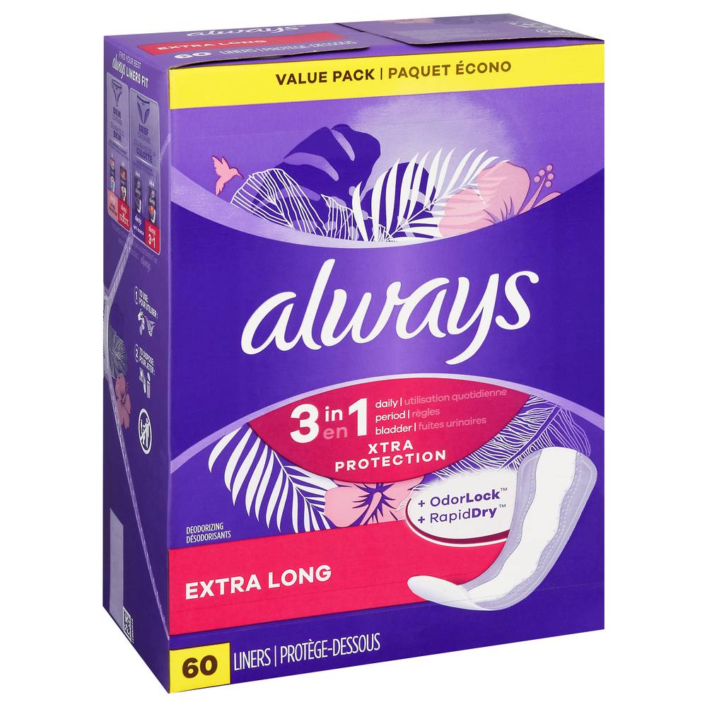 Always Extra Long 3-in-1 Daily Liners