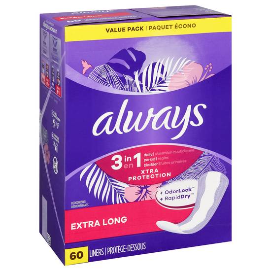 Always Extra Long 3-in-1 Daily Liners