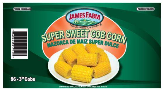 Frozen James Farm - Super Sweet Cob Corn, 3 inches - 96 ct (1X96|1 Unit per Case)