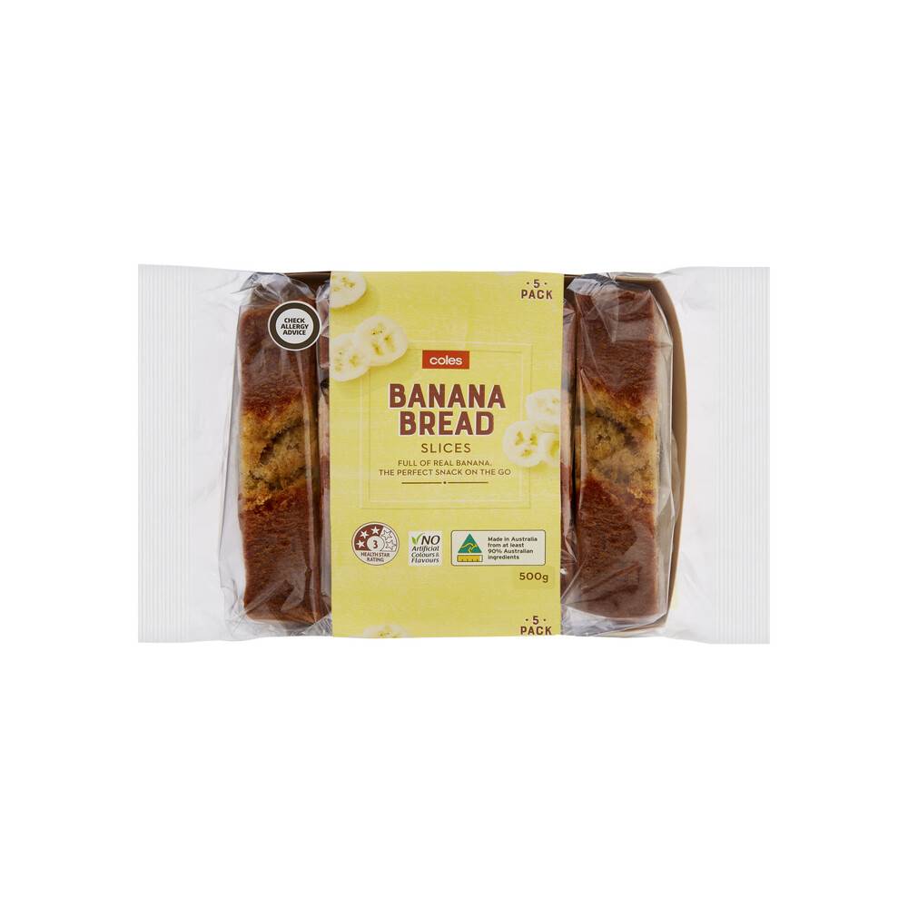 Coles Banana Bread Slices 5 pack 500g