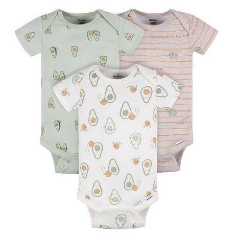 Gerber 3-Pack Baby Short Sleeve Onesies Bodysuit (Color: Green, Size: 3-6 Months)