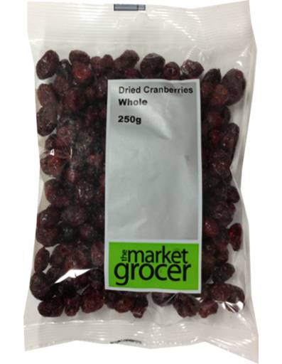 The Market Grocer Dried Cranberries Whole (250g)