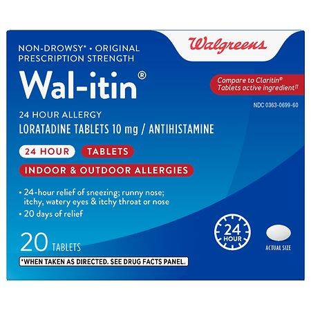 Walgreens Wal-Itin Loratadine Tablets 10 Mg, Antihistamine