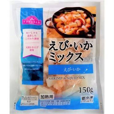 トップバリュ　えびいかミックス（冷凍）　150ｇ45494143637774549414363777