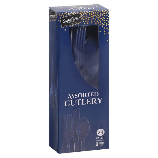 Signature Select Navy Blue Plastic Assorted Cutlery (24 pieces)
