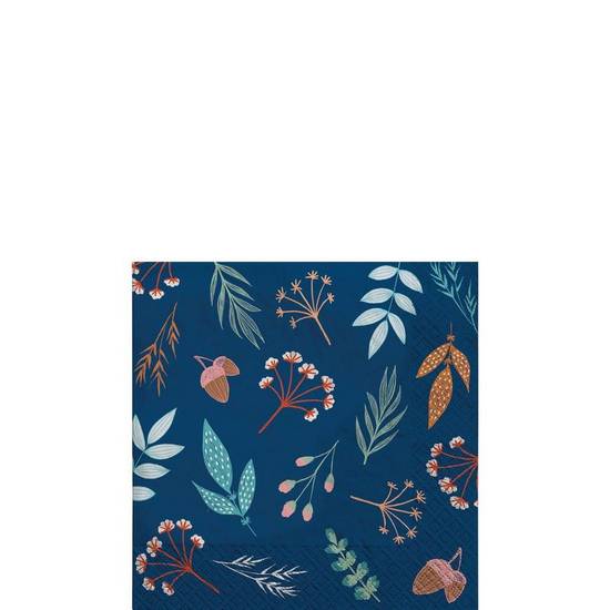 Navy Blue Gather for Fall Paper Beverage Napkins, 5in, 40ct