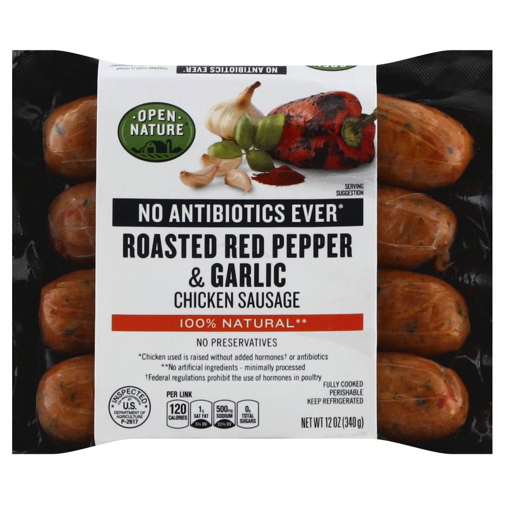 Open Nature Sausage Chicken Roasted Red Pepper & Garlic (12 oz)