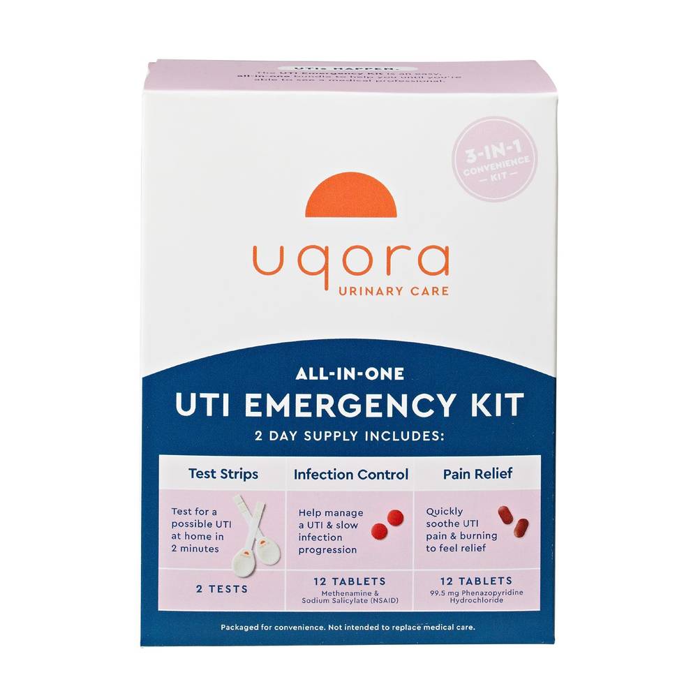 Uqora UTI Emergency Kit, UTI Pain Relief, UTI Infection Control, UTI Test Strips