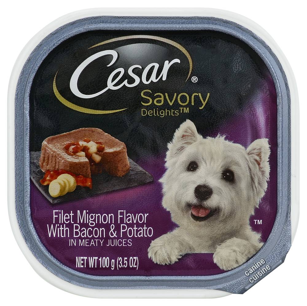 Cesar Canine Cuisine Loaf & Topper in Sauce Filet Mignon Flavor With Bacon & Potato Dog Food (3.5 oz)