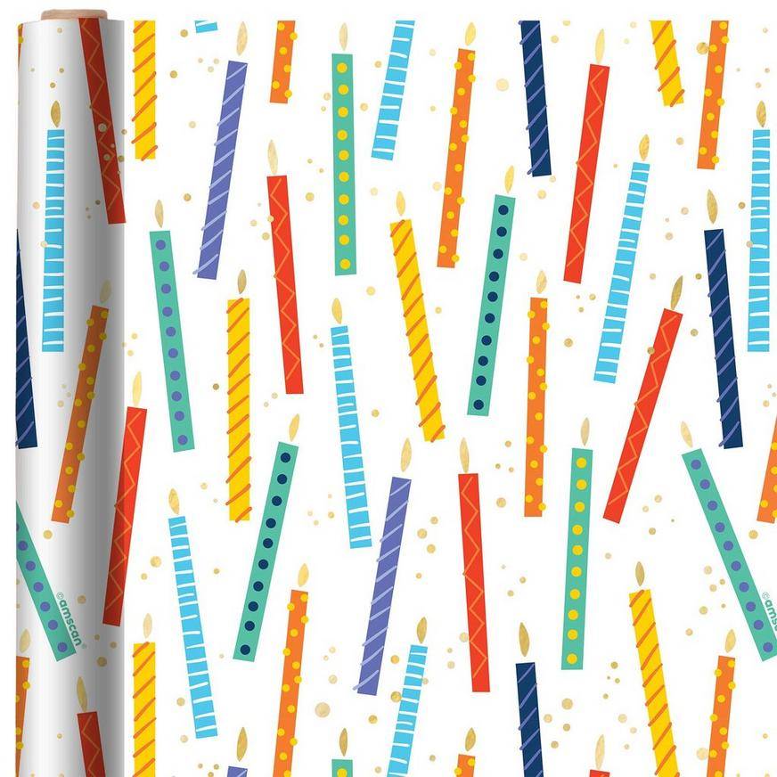 Party City Birthday Candles Gift Wrap (multicolor)