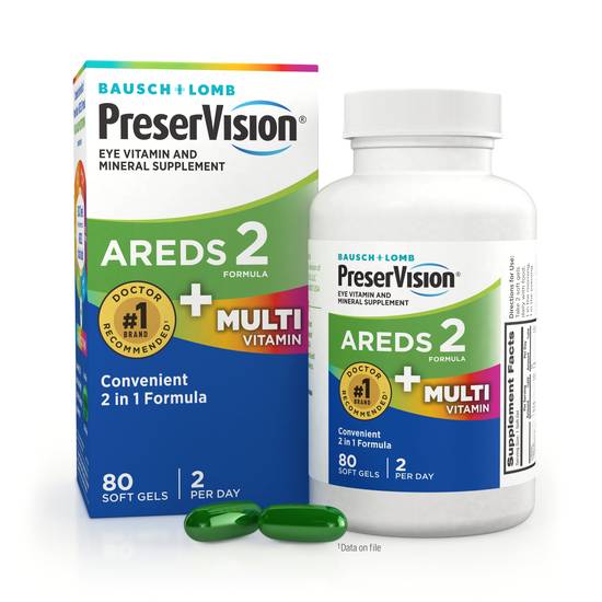 Bausch & Lomb PreserVision Eye Vitamin & Mineral Supplement Softgels - 80 ct