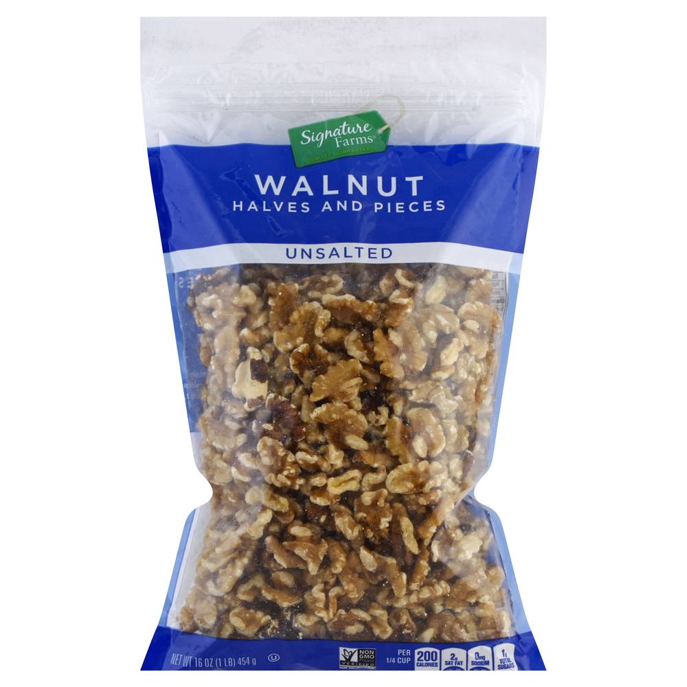 Signature Farms Unsalted Walnut Halves and Pieces (16 oz)