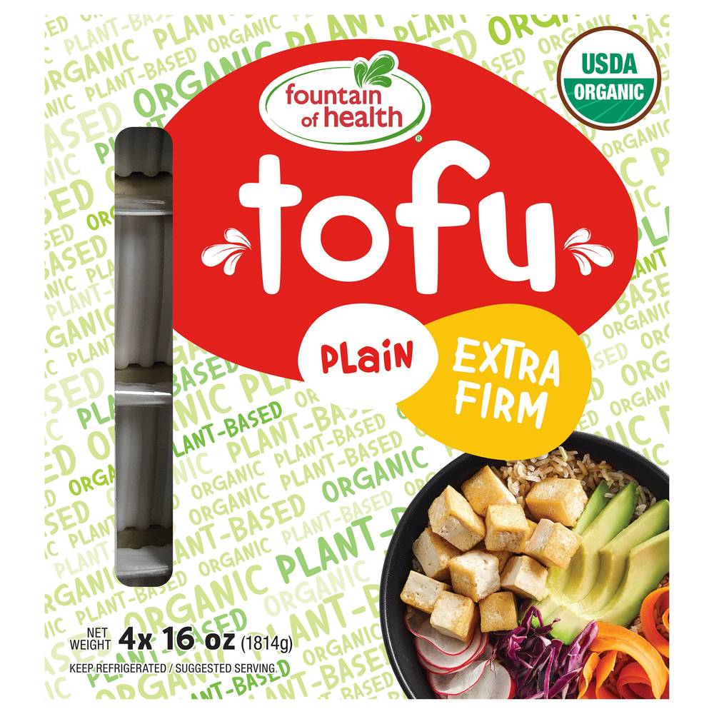 Fountain Of Health Tofu Plain Extra Firm (4 ct, 16oz )