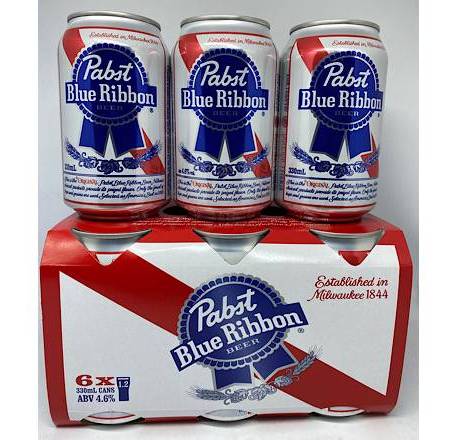 Pabst Blue Ribbon Lager 330mL (6 Pack)
