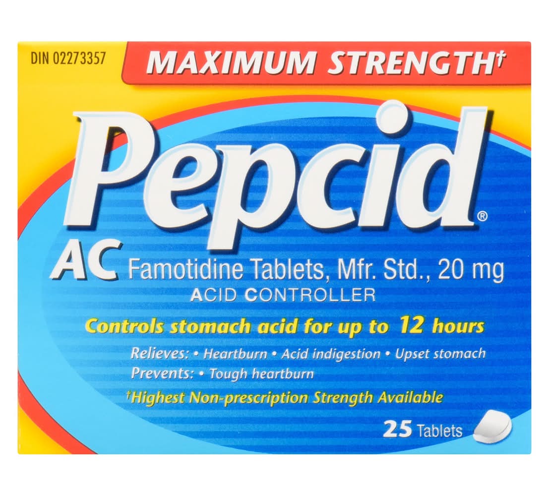 Pepcid Maximum Strength Famotidine Tablets 20 mg (25 ct)