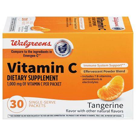 Walgreens Vitamin-C Effervescent Powder Blend, Tangerine (30 ct)