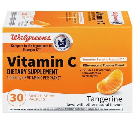 Walgreens Vitamin-C Effervescent Powder Blend, Tangerine (30 ct)