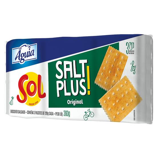 Sol biscoito salt plus original (360g)