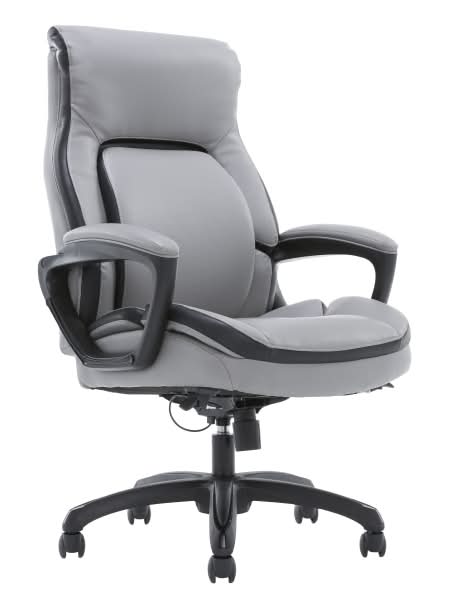 Shaquille O'Neal™ Amphion Ergonomic Bonded Leather High-Back Executive Office Chair, Gray