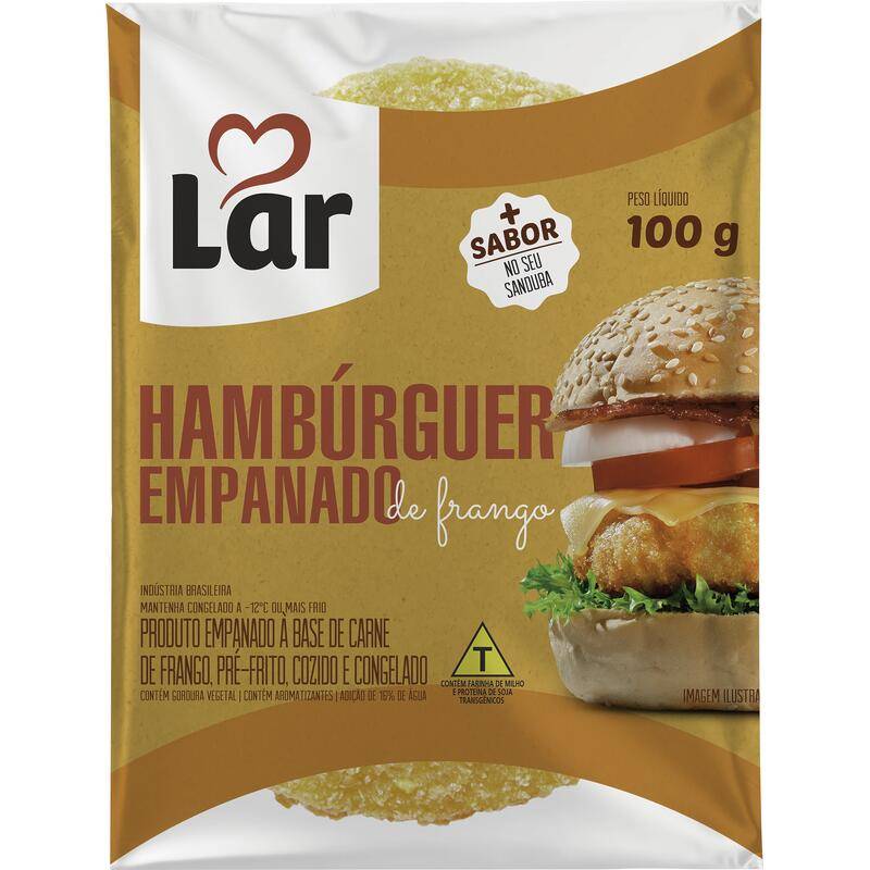 Lar hambúrguer empanado de frango congelado