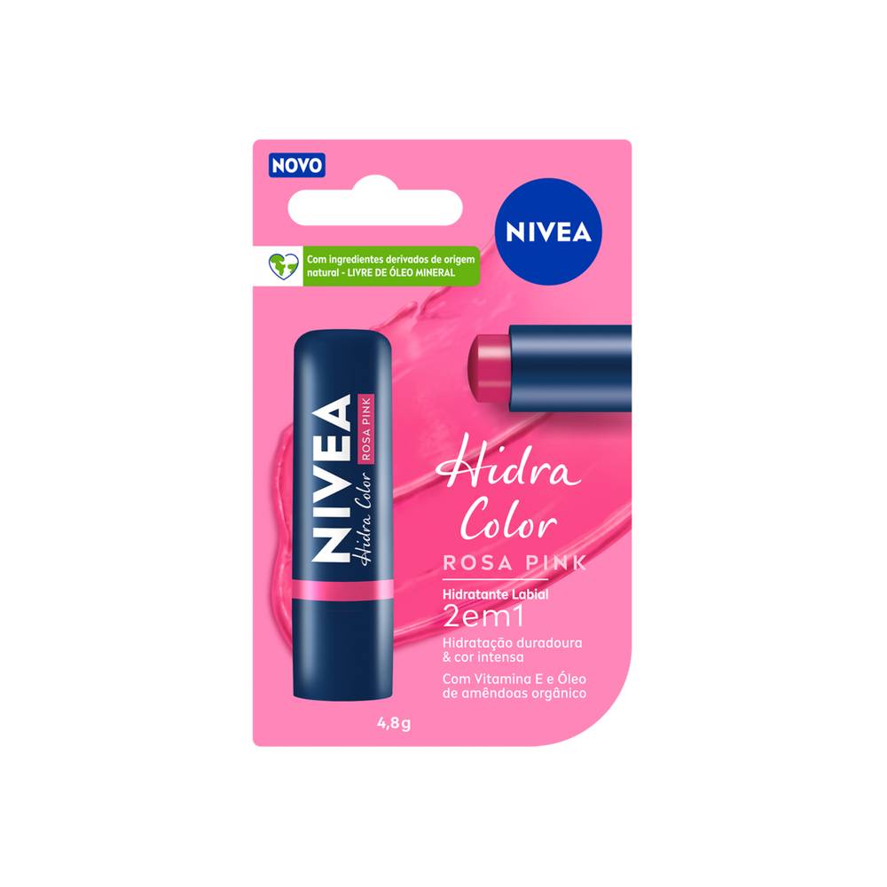 Nivea · Hidratante labial 2 em 1 hidra color - Rosa Pink (4,8 g)