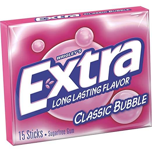 Extra Sugar Free Gum, Classic Bubble, 15 Stick Slim Pack
