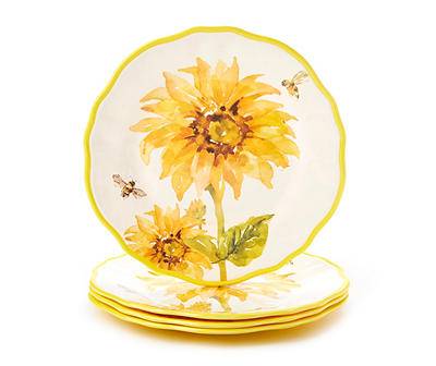 Sunflower & Bee Melamine Dinner Plates (4 ct)