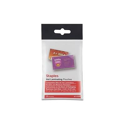 Staples Thermal Laminating Pouches (2.25'' x 3.75'')