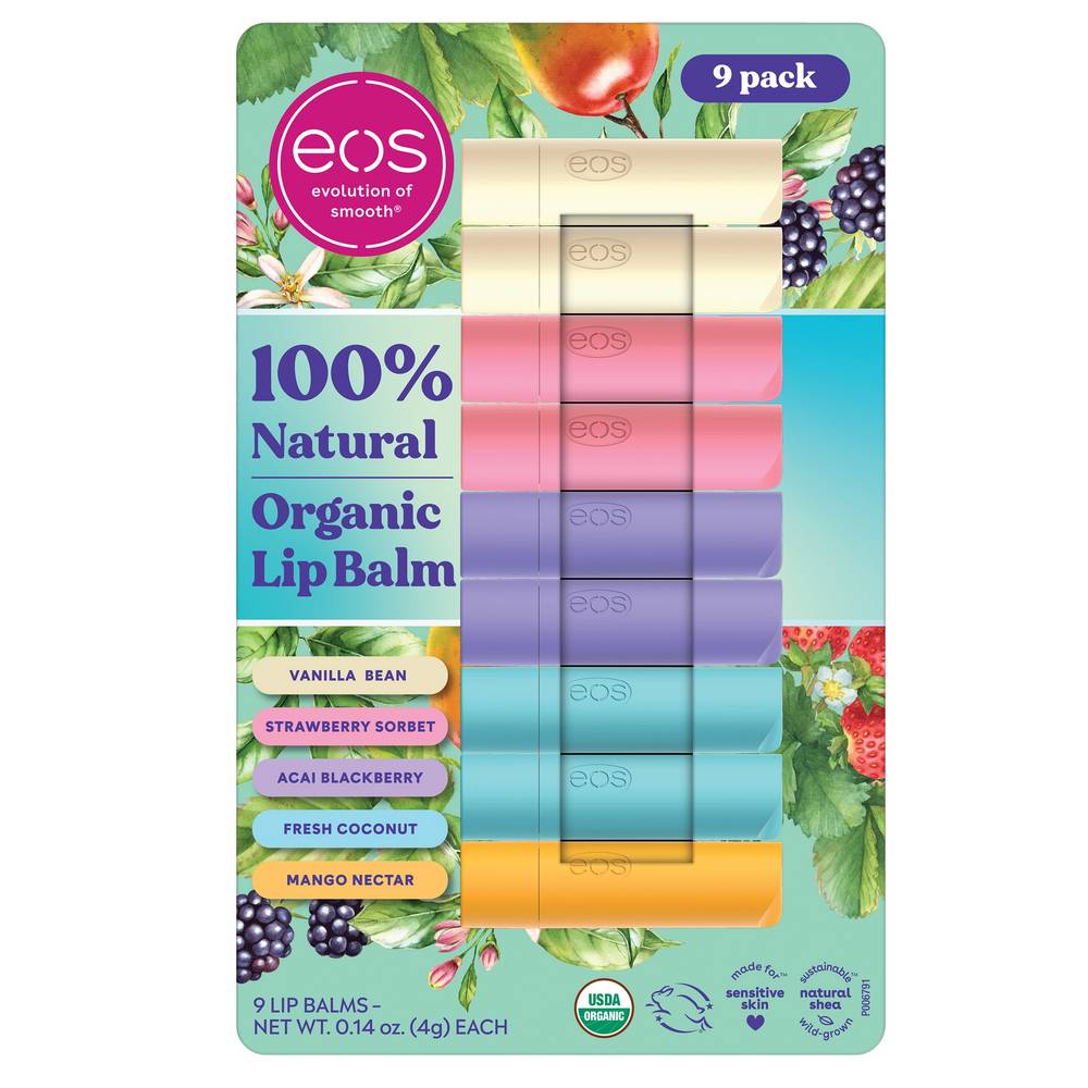 EOS Natural USDA Organic Lip Balm, 9 Sticks