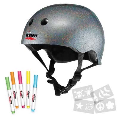 Wipeout Dry Erase Kids 8+y Helmet, Silver Glitter
