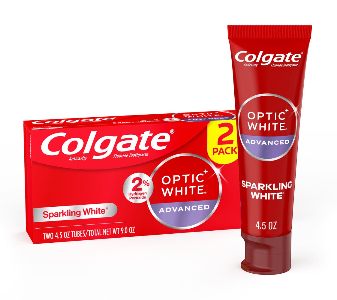 Colgate Advanced Fluoride Toothpaste, Sparkling White (2 x 4.5 oz)