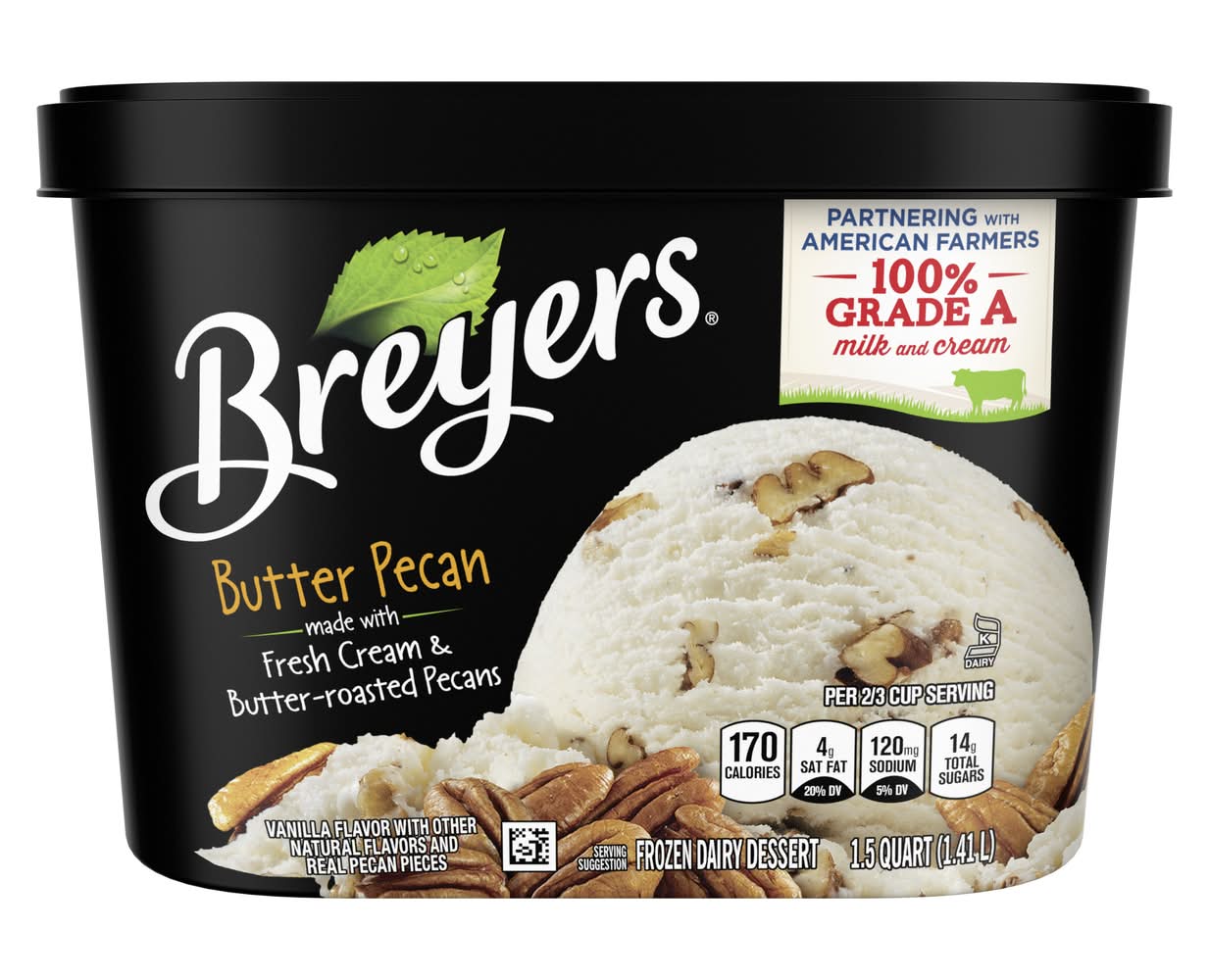 Breyers Frozen Dairy Dessert, Butter Pecan (48 oz)