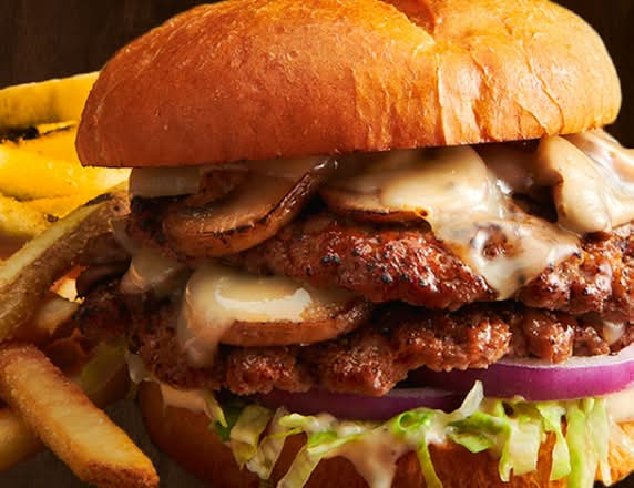 Mushroom Swiss Smashed Burger
