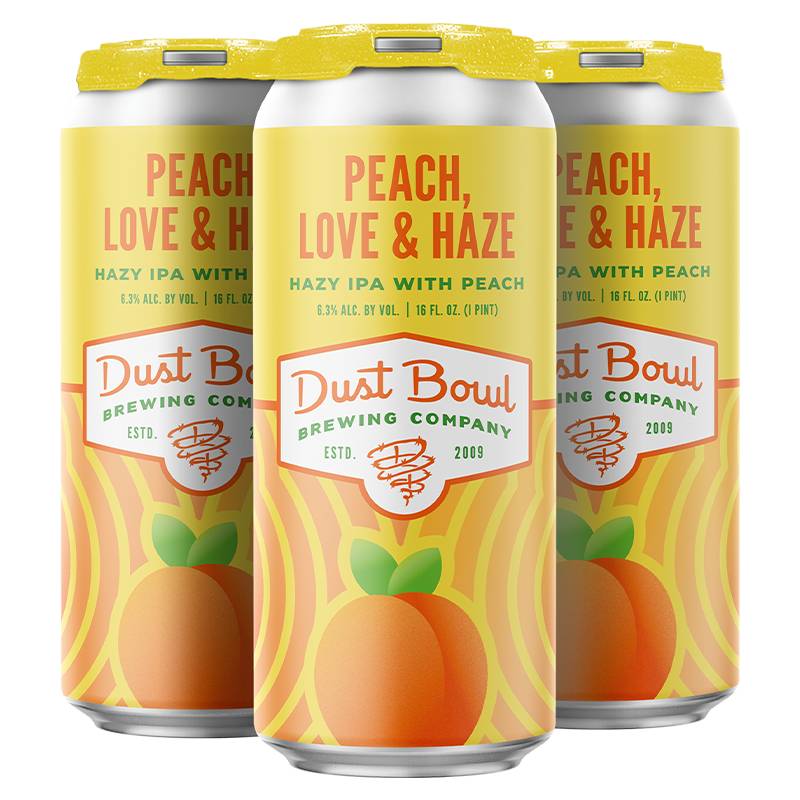 Dust Bowl Brewing Company Love Hazy Ipa Beer, Peach (4 x 16 fl oz)