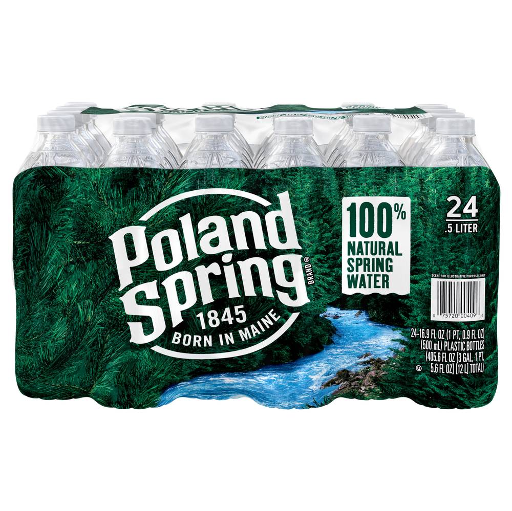 Poland Spring 100% Natural Spring Water Bottle (24 x 16.9 fl oz)