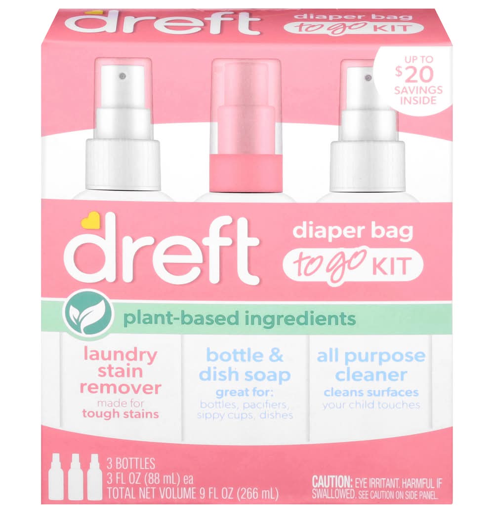 Dreft Plant-Based Diaper Bag To Go Kit (3 fl oz, 3 ct)