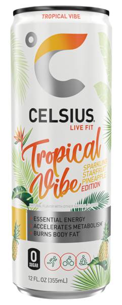 Celsius Tropical Vibe Sparkling Starfruit Pineapple 12oz