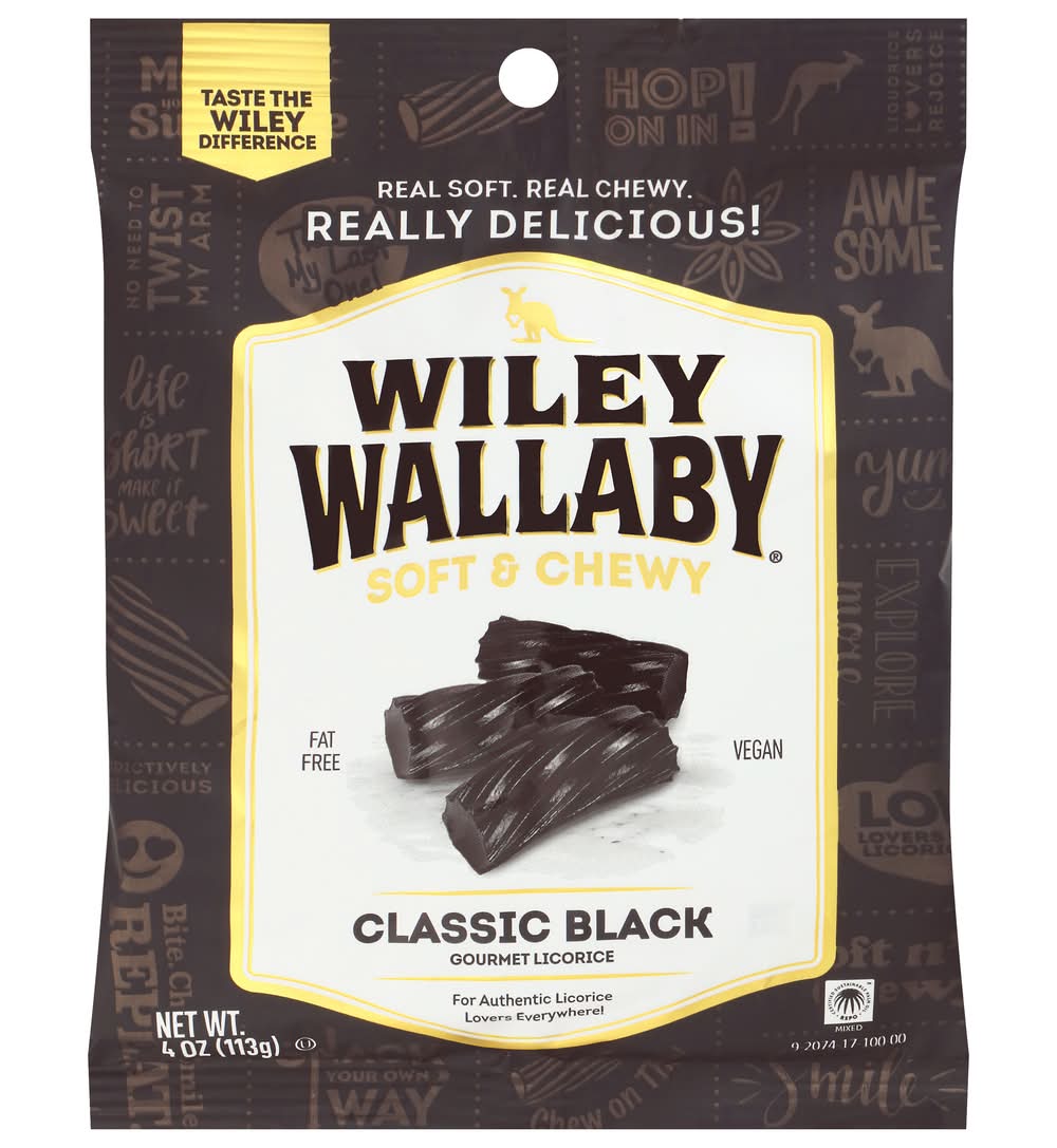 Wiley Wallaby Gourmet Licorice, Classic Black (4 oz)