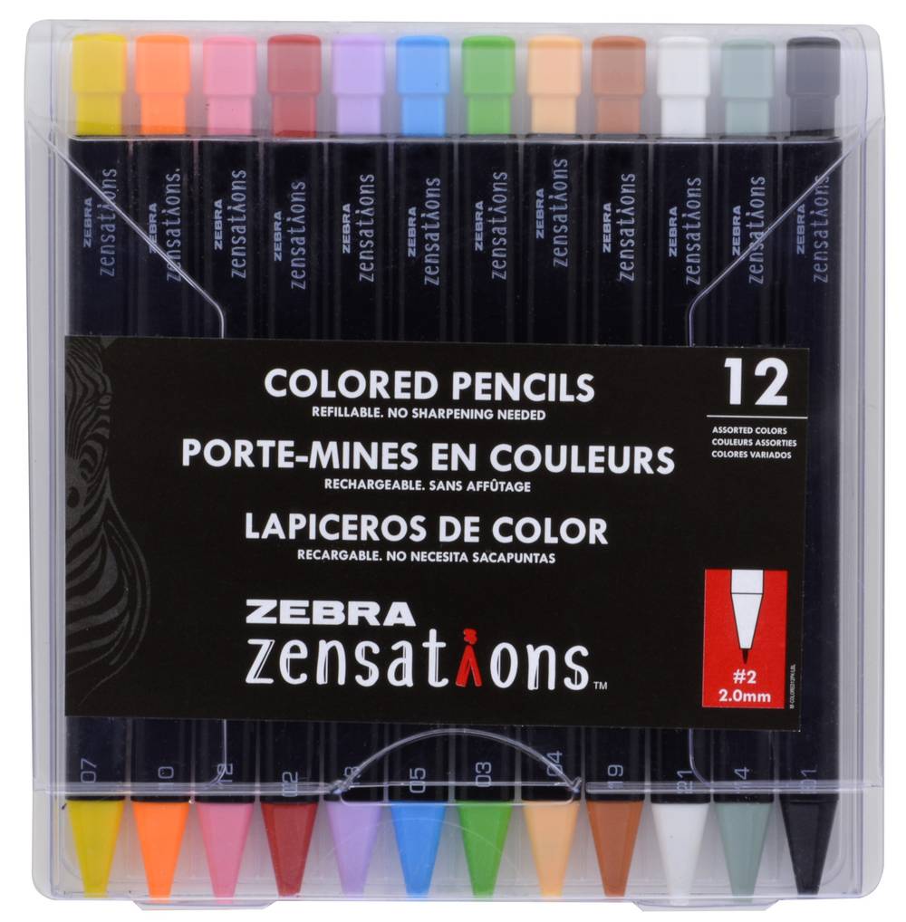 Zebra Pen Zensations Colored Bold Mechanical Pencils, Assorted, 12 ct