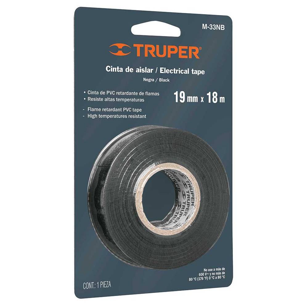 Truper cinta de aislar negra 19mm x 18 mt (1 pza)