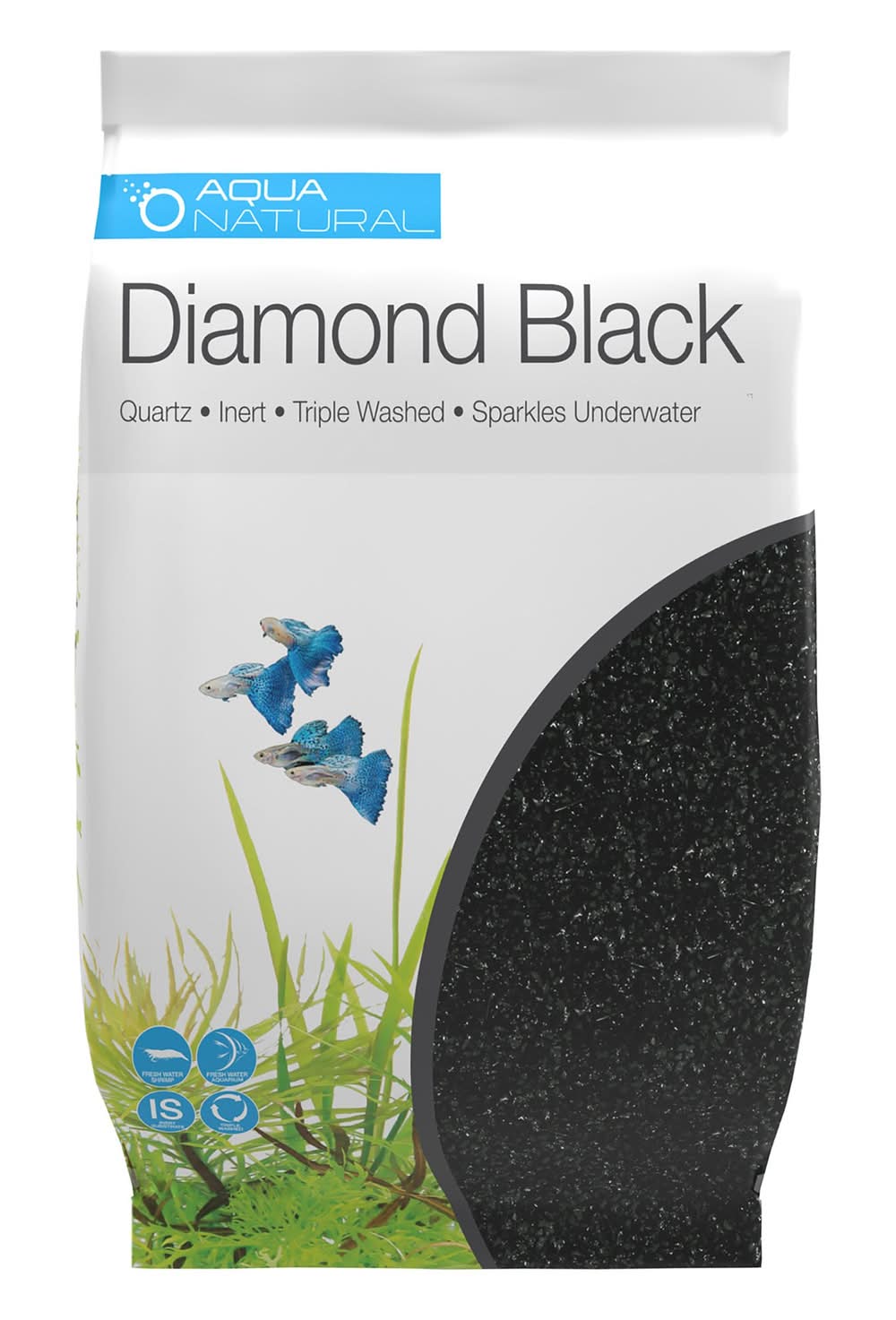 Aqua Natural Quartz Aquarium Gravel - Black (Size: 20 Lb)