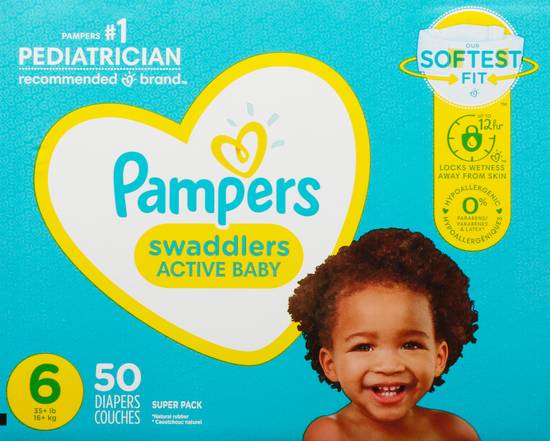 Pampers Swaddlers Active Baby Diapers Size 6 (50 ct)