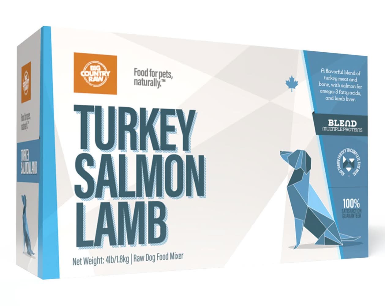 Big Country Raw Turkey, Salmon & Lamb Blend Carton Dog Food, 4 lb