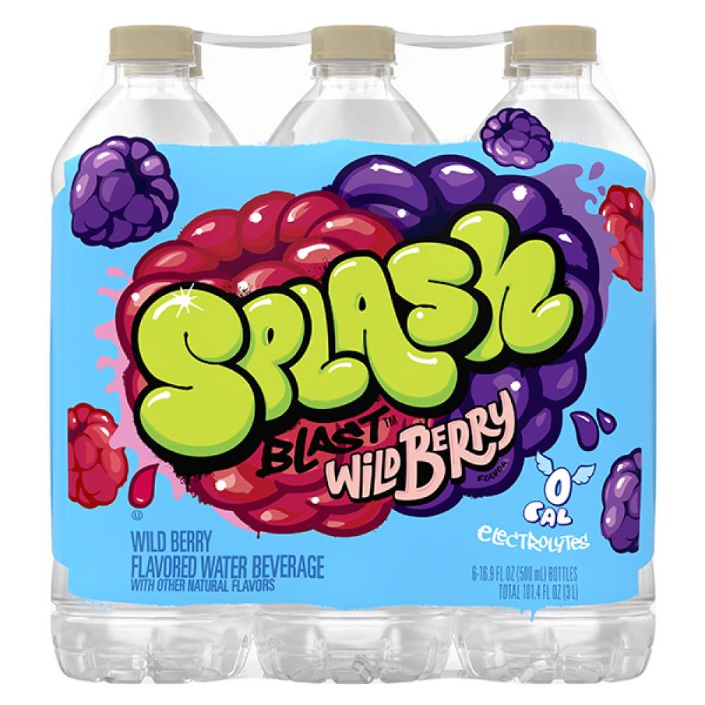 Splash Blast Wild Berry Flavored Water Beverage (6 x 16.9 fl oz)