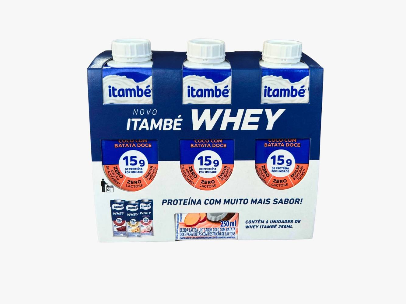 Itambé bebida láctea whey 15g de proteína zero lactose sabor coco (3 un, 250 mL)